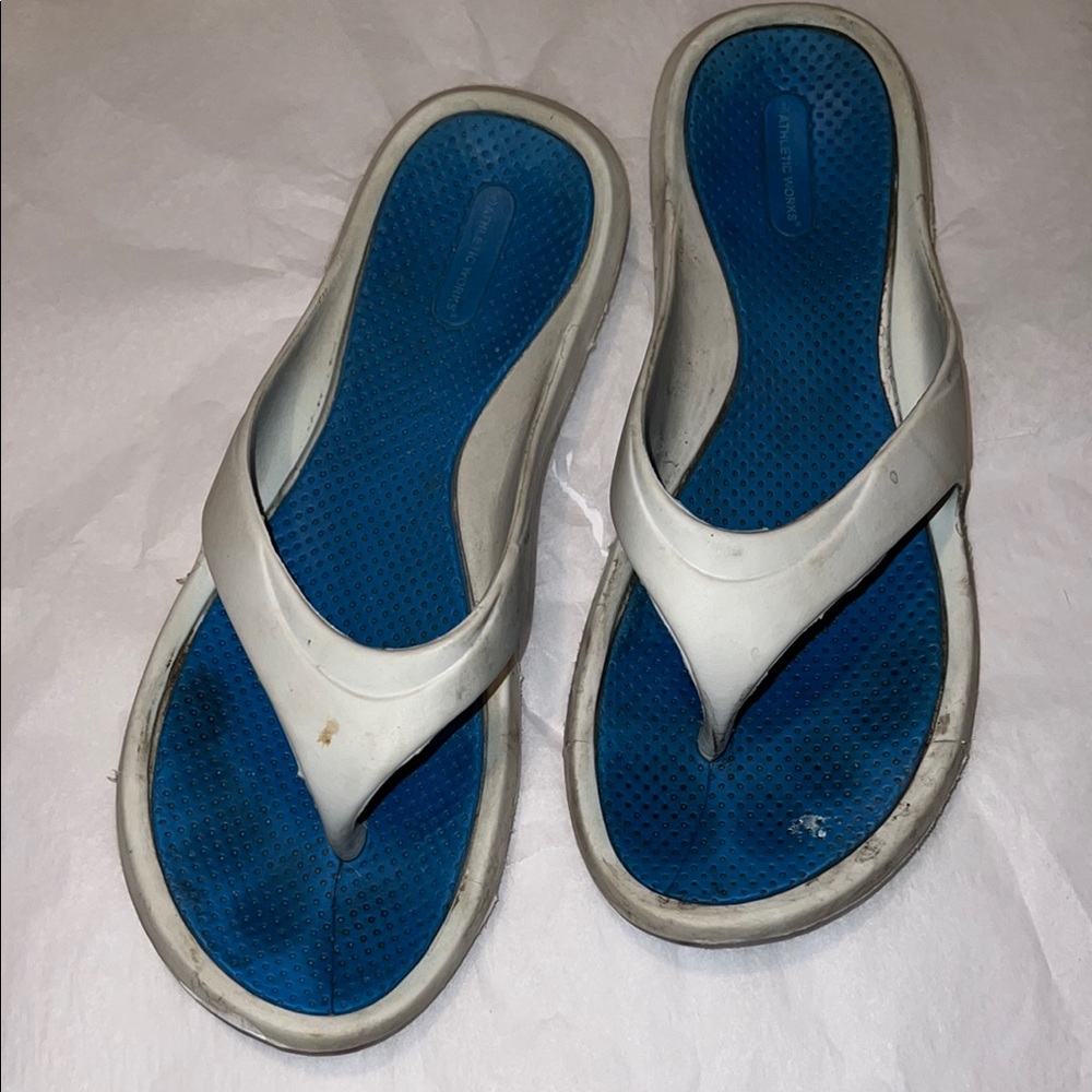 White & Blue Flip Flops